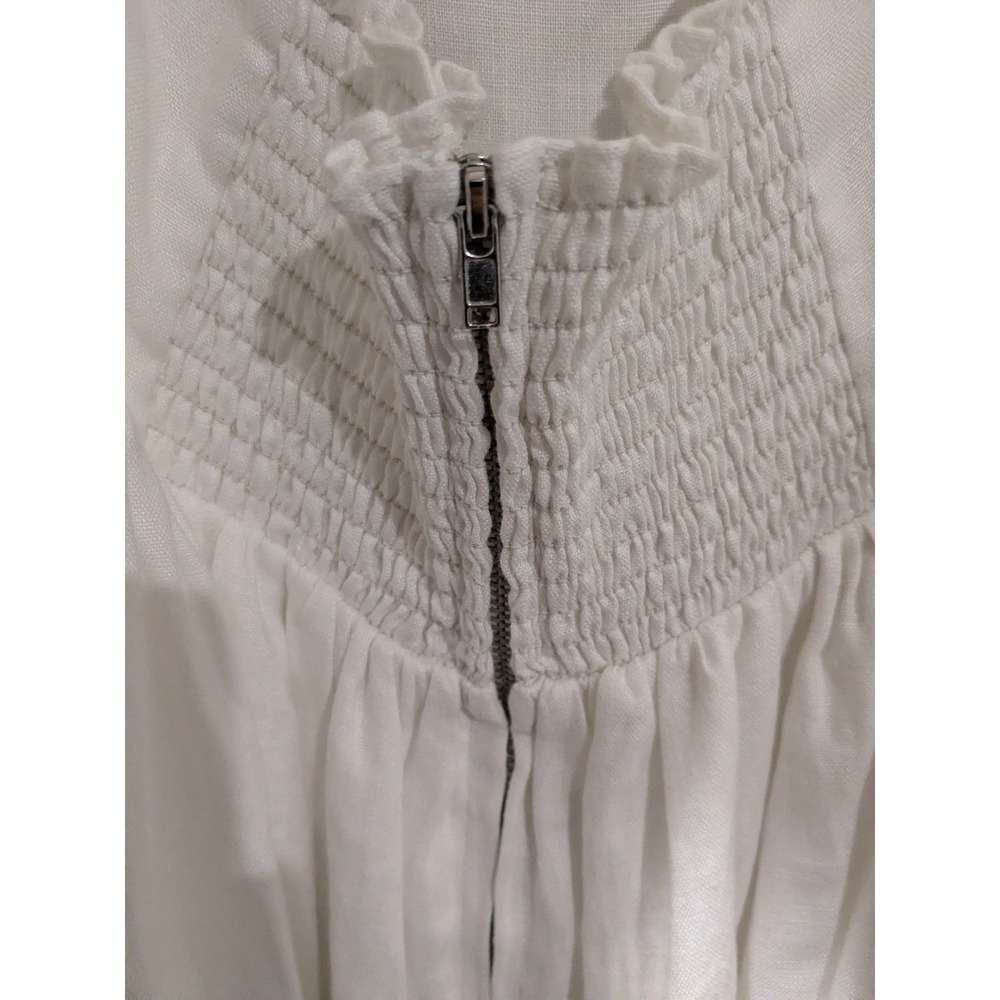 Reformation White Linen‎ Blend Ruffle Strap Bow Front Midi Dress Size 4 - Picture 7 of 12